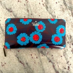 Kate spade continental wallet, cheerful flowers, EUC